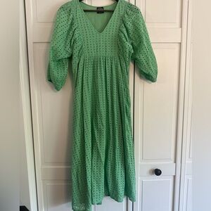 Elegant Green Eyelet Dress